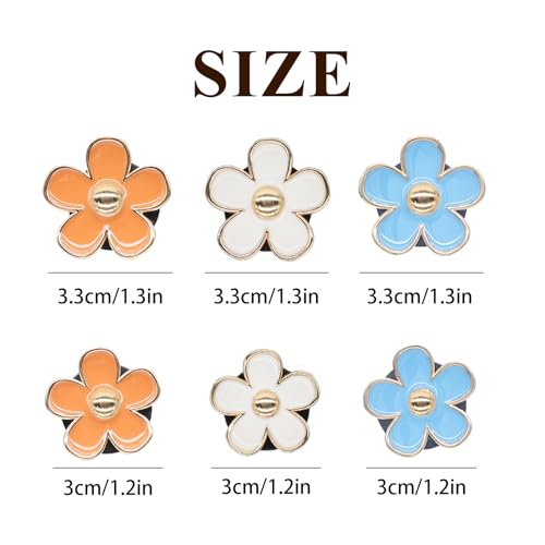 Image of ORIESSE 6pcs Flowers Car Air Freshener Vent Clips,Blue Orange White Daisy Air Vent Clip Car Accessories for Women,3.3cm /3cm Flowers Vehicle Decor Refillable Diffuser