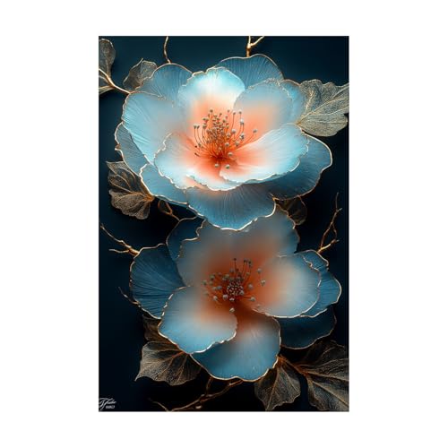 Fond noir floral 3D 60x90cm sans cadre toile decoration murale TERUEA
