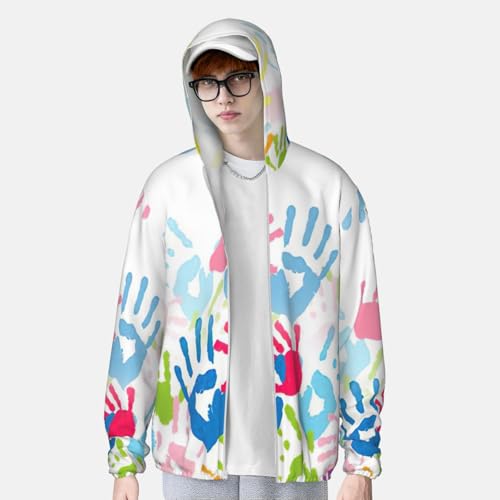 Sudadera con capucha con estampado de manos ligera y con cremallera frontal 2