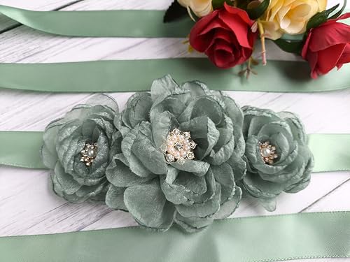 Organza Flower Girl Sash Belt, Organza Floral Sash Belt for Women Wedding Dress3