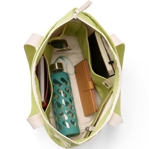 Image of Lands' End Zip Top Long Handle Canvas Tote Bag