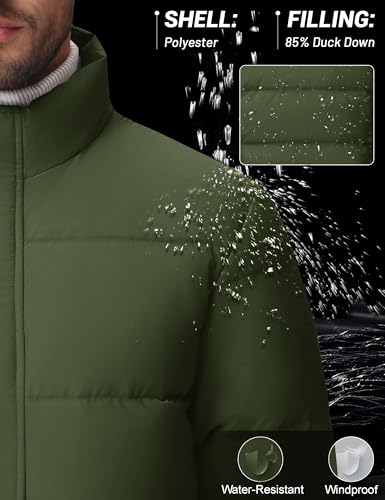 Cotrasen Men’s Down Jacket Zip Up Warm Puffer Jacket Winter Coats Water Resistant Windproof Insulated Jacket3
