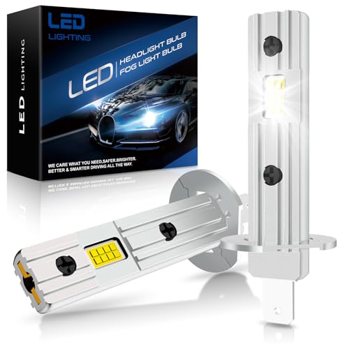 SHINYY Lampadine H1 LED per Auto 20000LM, [Aggiornate 2025] Potenti 12V 6500K Bianco Freddo Lampade LED H1 Canbus Anti Errore per Fari Anabbaglianti/Abbaglianti, Plug and Play, Pack da 2