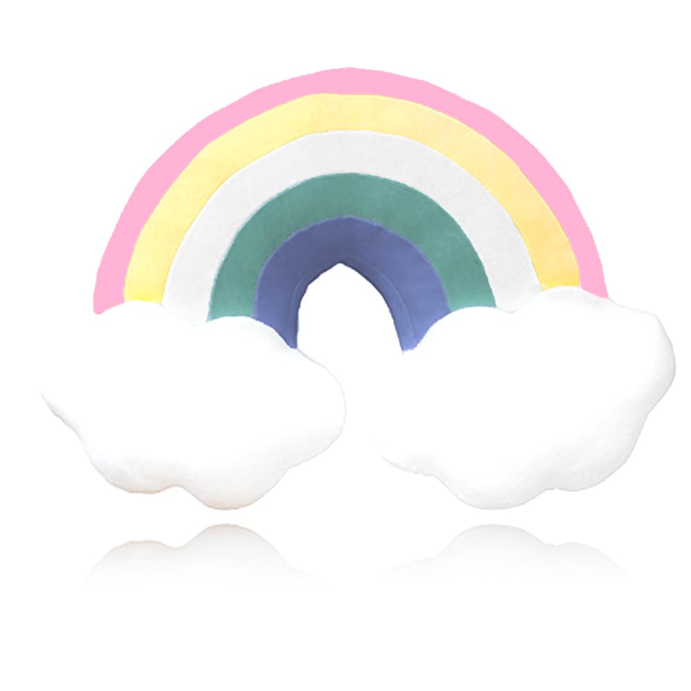 BENEKIY Rainbow Pillow for Girls, 21" Cloud Plush Stuffy, Cloud Shaped Throw Pillow, Car Travel Plush,Rainbow Decor, Car Home Decorations