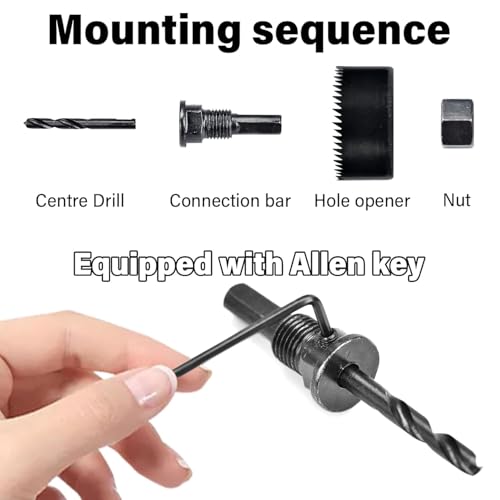 JACMKEON 18 PCS Hole Saw Sets, 19-127mm Carbon Steel HoleSaw Sets,Bi-Metal Hole Saw Equipped with a Hexagonal Wrench and Drill Bit for Wood PVC Board Soft Metal Cutting Plastic 3 JACMKEON 18 PCS Hole Saw Sets, 19-127mm Carbon Steel HoleSaw Sets,Bi-Metal Hole Saw Equipped with a Hexagonal Wrench and Drill Bit for Wood PVC Board Soft Metal Cutting Plastic - Image 3