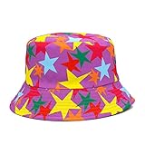 RULNX 1 Pc Cotton Star Print Bucket Hat Damen Herren Fischerhut Outdoor Travel Sun Cap Hats-lila,56-58cm