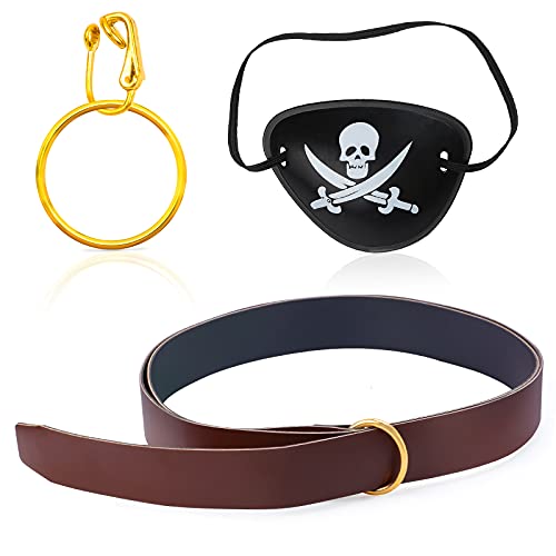 Yewong Captain Pirate Costume Accessory Set Red Head Tie Bandana Pirate Sash Eye Patch Earring Dress Up Accessories Kit - Thumbnail 4