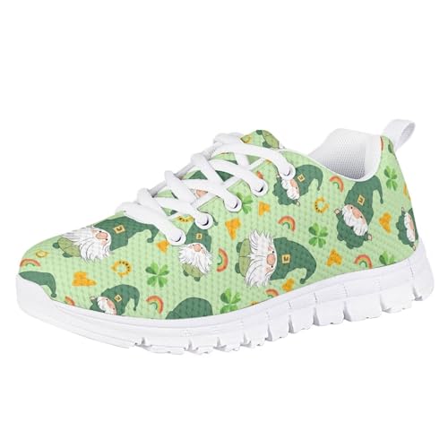 Green Themed Kids Running Shoes Girls Sport Sneakers St.Patrick's Day Motif
