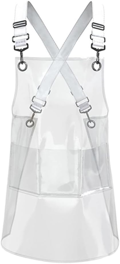 Hair Stylist Apron, Beauty Salon Clear Apron with Pockets Cross Back Waterproof Hairdresser Barber Work Aprons