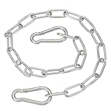 Stahlkette, 60 cm Edelstahl Ketten, Stahlkette Edelstahl Halskette Gliederkette Mit Karabiner Edelstahl Rundstahlkette Edelstahlkette Für Zauntore, für Verlängerung Sandsäcken,Schaukeln