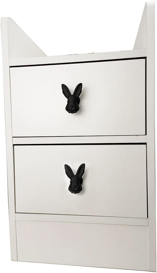 Rabbit Drawer Knobs Animal Cabinet Knobs for Wardrobes Cupboard Dresser Furniture Door Single Hole Handles Home Hardware Decorative 6 Pieces (Black)