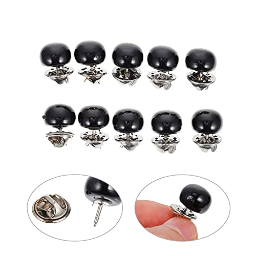 EXCEART 10Pcs Women Shirt Brooch Buttons Cover up Button Pin Safety Brooch Buttons Collar Corsages for Clothing Dress Supplies Black - Image 2