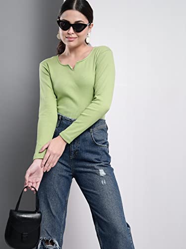 Image of Q - RIOUS Women's Solid Full Sleeve Scoop Neck Top