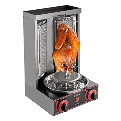 SHZICMY Dönergrill mit Drehbaren Außenspießen, Edelstahl Elektrische Gas Grillmaschine Dönermaschine Tischgrill BBQ Gas Kebab Maschine Gyrosgrill Grillofen 3000W