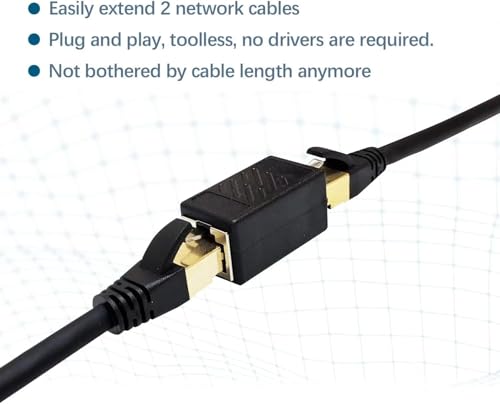 Image of 10pcs RJ45 Ethernet Coupler Cat7, Cat6 Cat5e 8P8C Inline lan Coupler Ethernet Extender Adapter Extension Jointer Extending the Ethernet Cables - Female to Female Connector (Pack of 10pcs)