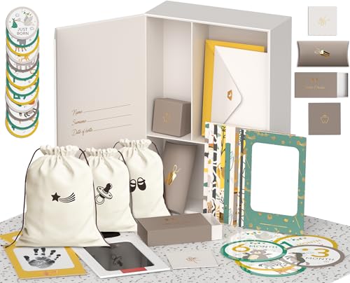 Image of Ultimate Baby Keepsake Box for Boys & Girls - Unique New Parents Gifts for Couples - 10 Beautiful Keepsake Ideas Inside - Perfect for Expecting Parents, Baby Shower, Gift for Mom to Be - Beige