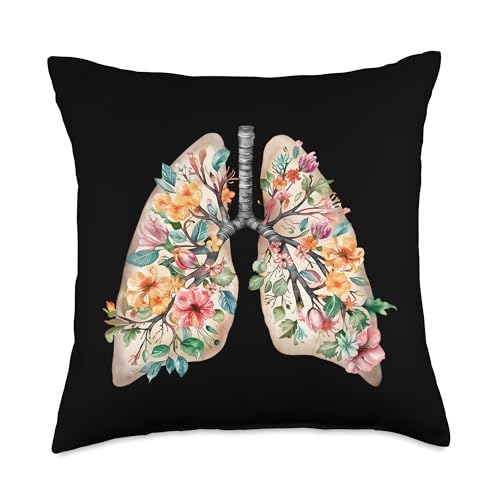 Pulmonologist Doctor Gifts Lung Doctor Gifts Lung Flowers Throw Pillow