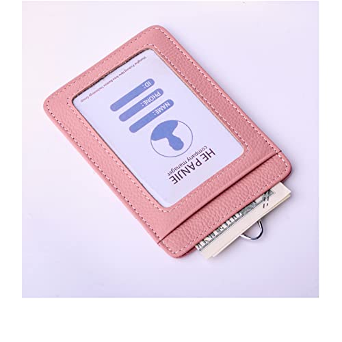 Cow Leather ID Badge Holder with Lanyard(Full Grain Leather,3"*4.5"),1 Clear ID Window and 3 Card Slots,Nylon Neck Lanyard with rotatable and Removable Metal Clasp,Vertical Name Badge Holders - Image 3