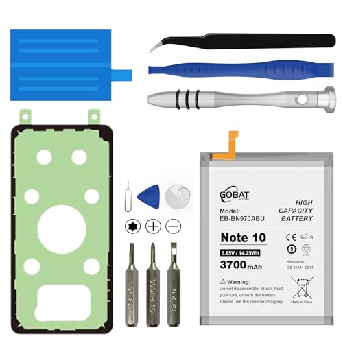 GOBAT Replacement for Samsung Galaxy Note 10 Battery,3700mAh High Capacity Battery fit for Samsung Galaxy Note 10 Plus Model (SM-N970F/DS/U/U1/W/0/DS/N SM-N971U/N) with Repair Tool Kits,EB-BN970ABU