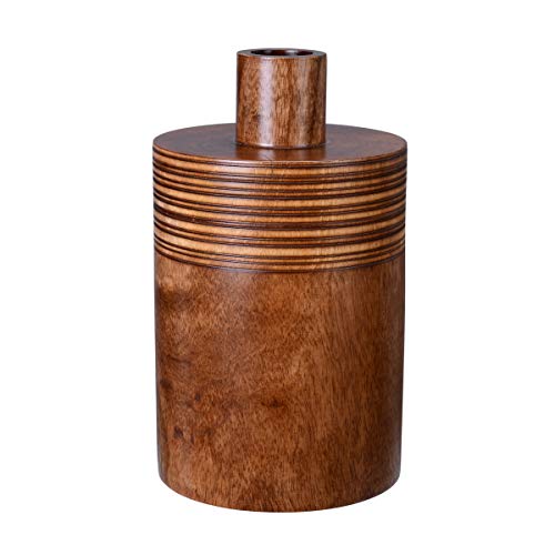Villacera 83-DT5733 Handmade 10" Mango Decorative Jar with Lid, Catch All Round Candy Box, Sustainable Wood, Brown