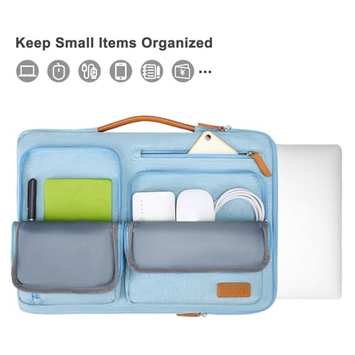 Image of MOSISO 360 Protective Laptop Case 13.3 inch, 13-13.3 inch Laptop Sleeve Compatible with MacBook Air /Pro 13 / Pro 14,HP Dell Acer ASUS,Side Open Carrying Case with 4 Zipper Pockets&Handle, Air Blue