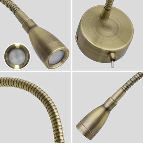 Long Life Lamp Company LED Indoor Reading Wall Light 2W 6000K Antique Brass Wall Mounted Bedside Lights H3143 - Cosy Home Interiors Long Life Lamp Company LED Indoor Reading Wall Light 2W 6000K Antique Brass Wall Mounted Bedside Lights H3143 - Image 4