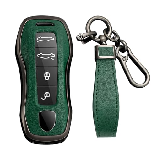 Funda para llave de coche Porsche en metal verde con llavero marca KUNIO