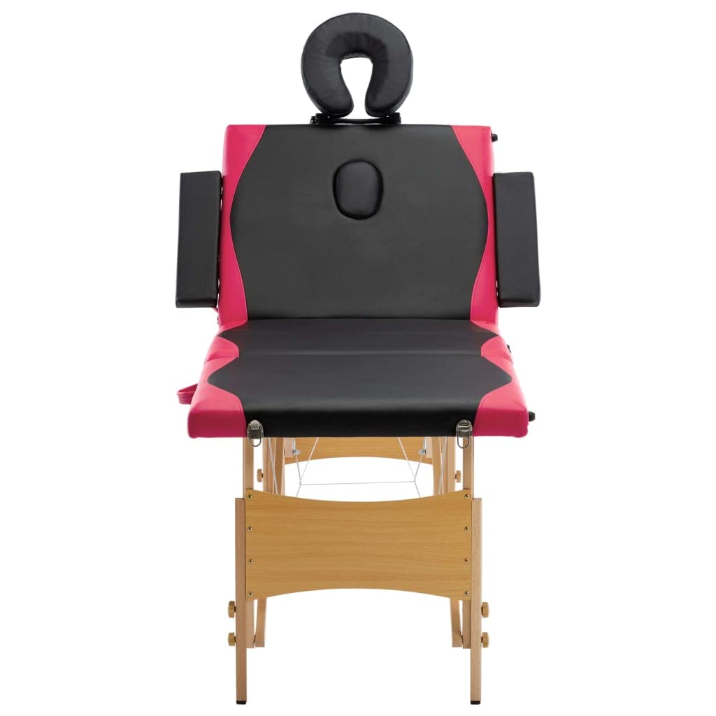 Generisch Massageliege Klappbar 4-Zonen mit Holzgestell Schwarz und Rosa,Gesundheit & Schönheit,Körperpflege,Massage & Entspannung,Massagetische,24.75KG,110224