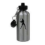 Personalized Custom Baseball Player Aluminum Silver Finish 20 Ounce Water Bottle Customizable
