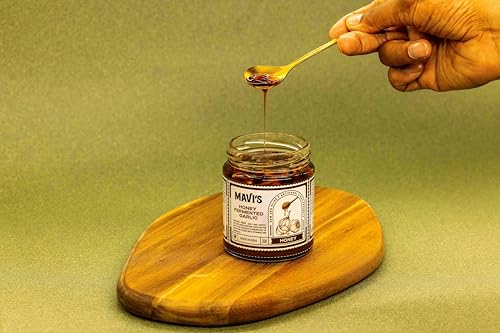 Image of MAVI's Honey Fermented Garlic | Long Ferment | Organic Garlic Pods and Wild Raw Honey | 100% Natural & Organic | No Preservatives, Artificial Flavour, Colour or Sweetener | 200g | Pack of 1