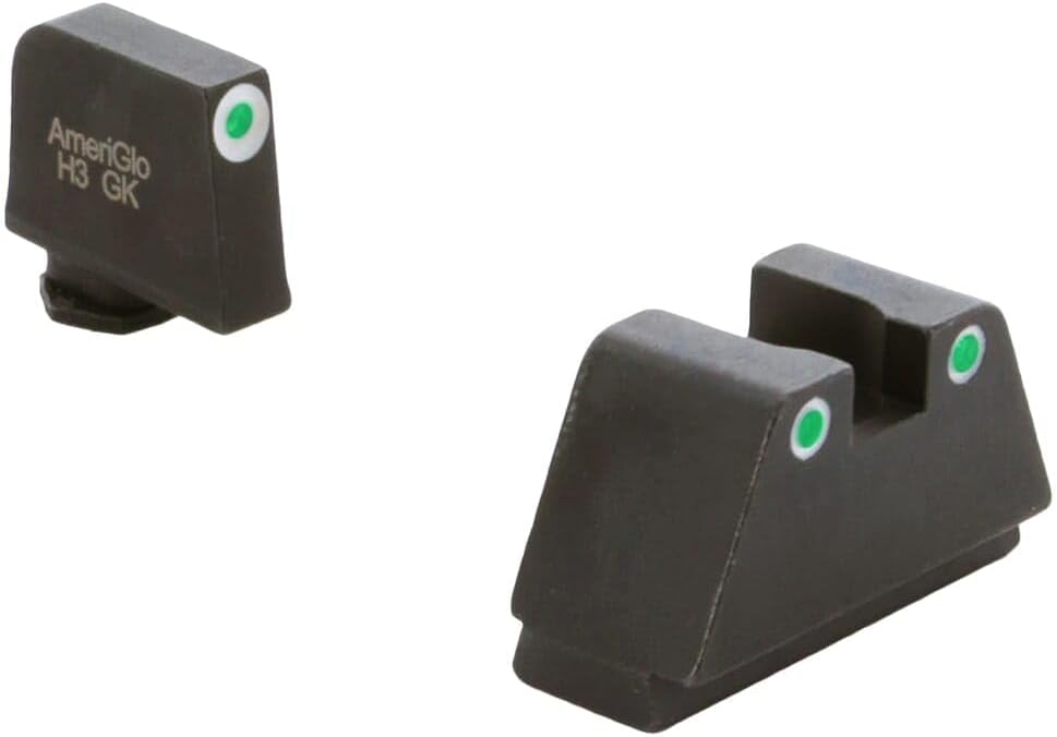 Ameriglo Optic Compatible 2 XLT Green Tritium 3-Dot Sight Set for Glock 2 XL, White Outlines, .35" F .429" R (GL-330)