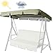 HGTRH Toldo Recambio Balancin Jardin 3 Plazas, Toldo Universal de Repuesto para Columpio de Patio, Impermeable 210d Tela Oxford Toldo de Repuesto para Asiento de Columpio de 2 Y 3 Plazas Beige