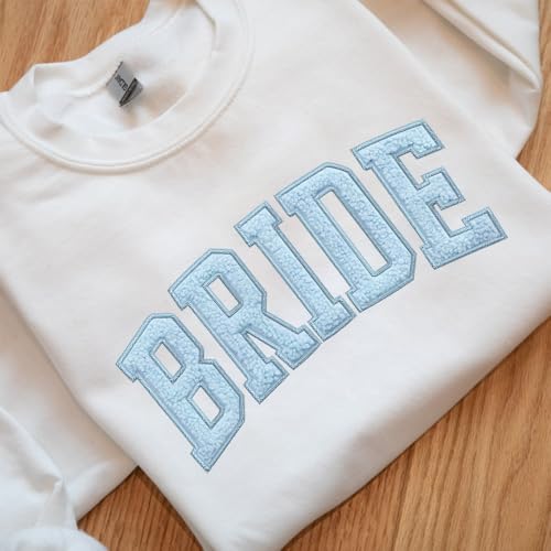 GODMERCH Personalized Embroidered Bride Chenille Patch Sweatshirt, Engagement Gift, Future Mrs Sweatshirt, Bride To Be Gift, New Mrs, Fiancee Gift, Newly Engaged, Honeymoon Sweat, Wedding Gifts3