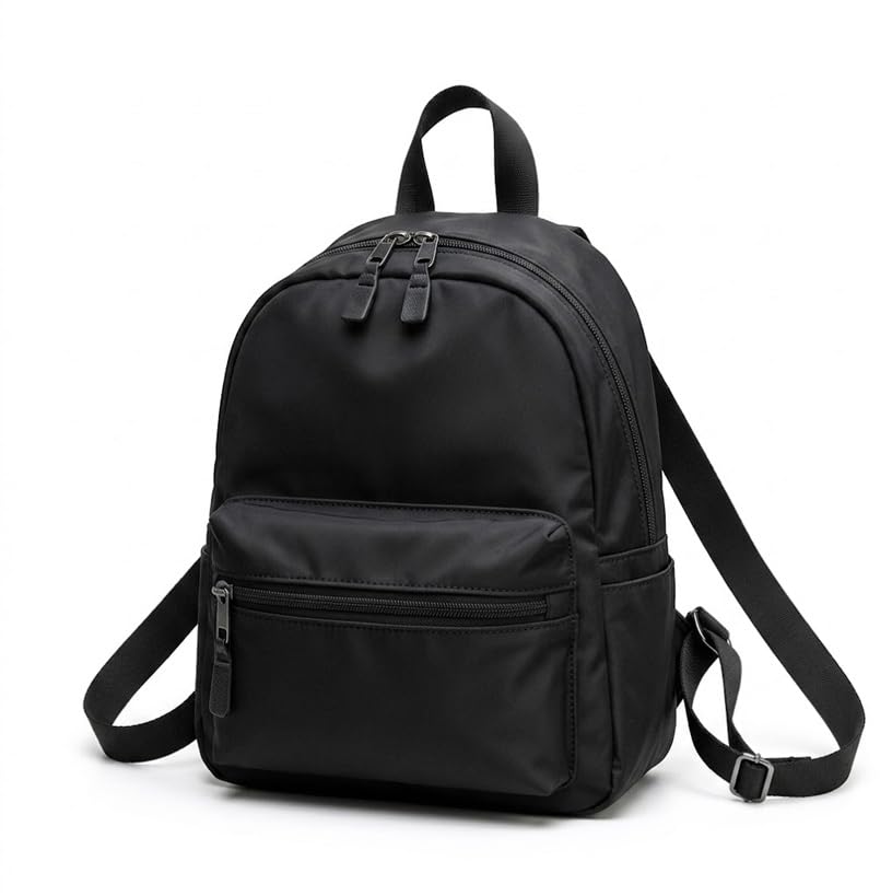 Mini Casual Backpack for Women, Black, Lightweight Nylon, College, Travel & Daily Use-picture-15
