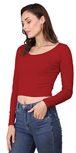 Image of A1059 Women's Cotton Scoop Neck Full Sleeve Crop Tops Black Readymade Saree Blouse for Women