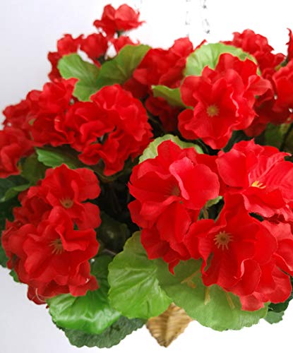 19.7" Silk Begonia Flower Hanging Wicker Cone Basket Artificial Flowers Begonias Red #TOP1