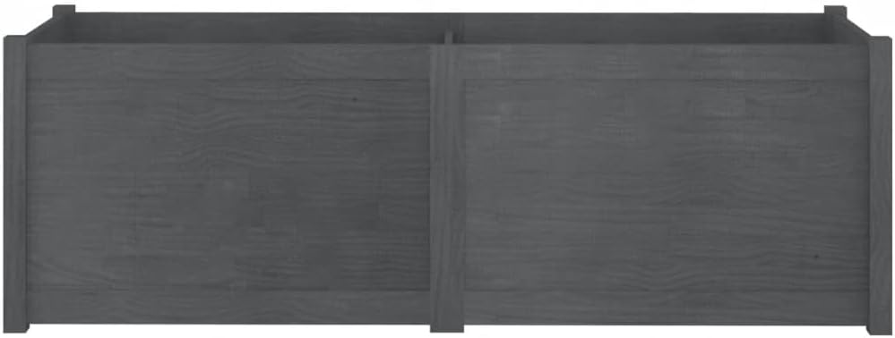 Grey Solid Pinewood Garden Planter, 59.1 in Outdoor Rectangular Raised Garden Bed for Flowers, Herbs, Patio, Terrace