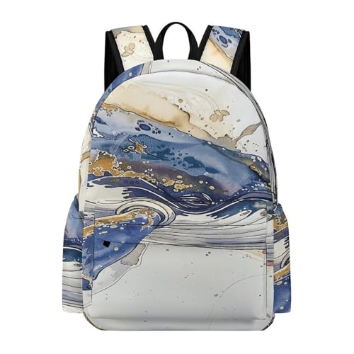 A Picture of A Whale Printed Backpack Water-Resistant Pack Stylish Bag Lightweight Travel Backpack