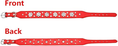 Miniatura 3 de Haoyueer Collar de perro con diamantes de imitación, lindo collar de piel sintética con diamantes de imitación, collar de piel sintética, tamaños