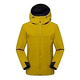 Chubasqueros impermeables para mujer, chaqueta de lluvia sólida con capucha, cortavientos, resistente al viento, impermeable, abrigo de invierno para senderismo, pesca, amarillo, 3XL