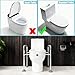 Raised Toilet Seat with Handles, 4-Legged Fixing Toilet Seat Risers Toilet Risers with Handles for Seniors Using Thickened Aluminum Alloy Toilet Safety Rails Stronger Stability (Grey&White)