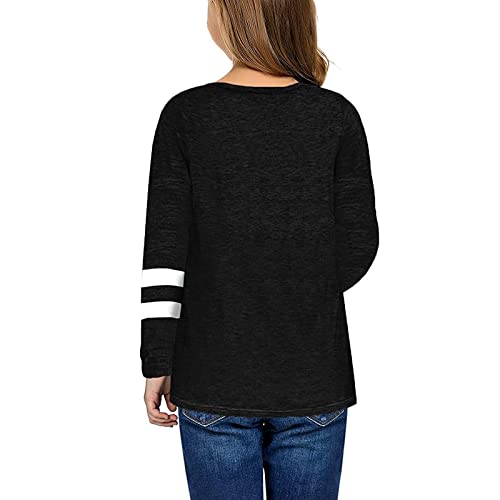 Napoo Kids Tunic Tops Long Sleeve Crewneck Loose Pullover Sweatshirt for Girls Casual Blouse T-Shirt(8T,U-Black)