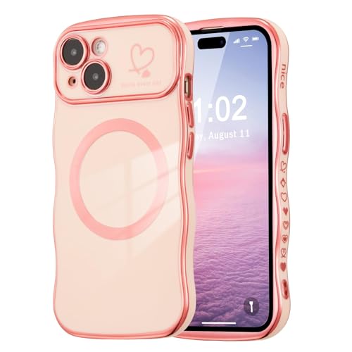DEFBSC for iPhone 15 Plus Magnetic Case Curly Wave Plating, Light Pink by DEFBSC - Used condition - Image 2