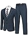 COOFANDY Men Navy Suits 2 Piece Fashion Tuxedo Suit Set Two Button Blazer Jacket Pants Prom Wedding Dress Suit