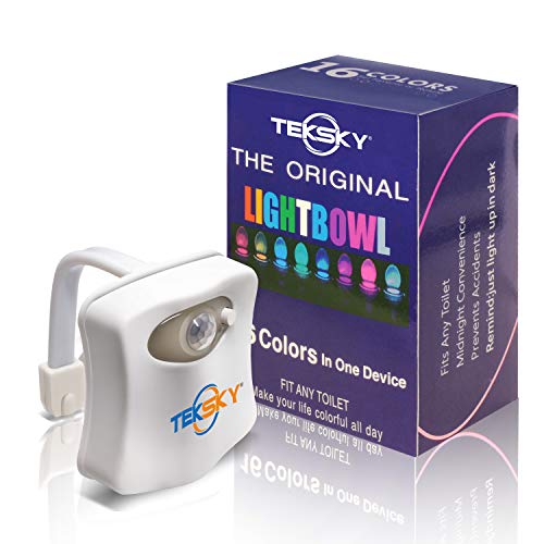 TekSky 2-Pack 16-Color Toilet Night Light, Motion Sensor LED Toilet Bowl Nightlight with IP67 Waterpfroof Design, Perfectly for Bathroom and Gift Idea