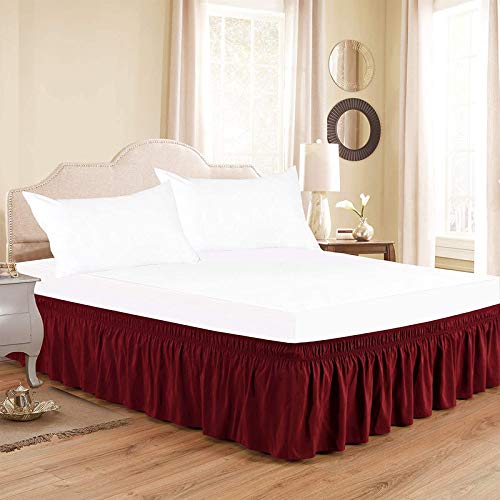 Burgundy Bed Skirt Wrap Around 600Microfiber with Easy Fit with 21'' Inch Tailored Drop - Shrinkage and Fade Resistant with Microfiber 21'' Bed Skirt King Size [78'' x 80'']-image-29