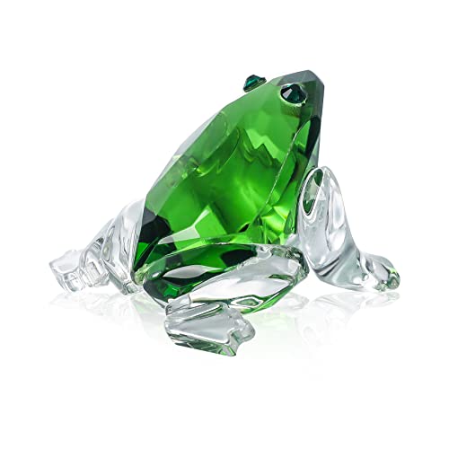 Movdyka Glass Green Frog Figurine Collectibles Crystal Cute Frog Annimal Gifts for Women Table Centerpiece Decorative Ornament