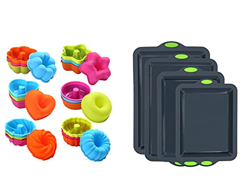 To encounter 24Pack Silicone Molds, Nonstick 2 3/4 inches Silicone Donut Mold and 4 Pieces Silicone Baking Pans Set