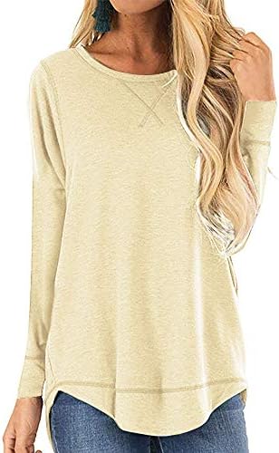 تي شيرت حريمي بأكمام طويلة ورقبة دائرية فضفاض مناسب للسيدات من القطن