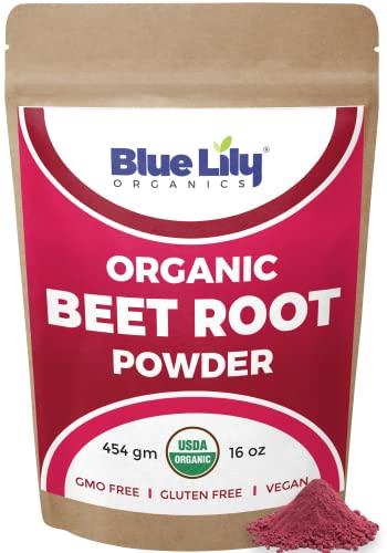 Blue Lily Organics - Organic Beet Root Powder (1 Lb), Usda Certified, Raw & Non-Gmo, Super Food, Nitric Oxide Booster, Beet Juice Powder For Energy Levels & Supports Healthy Circulation #TOP14